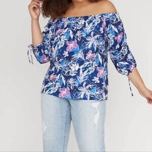 Lane Bryant Floral Cold Shoulder Blouse Size 22/24